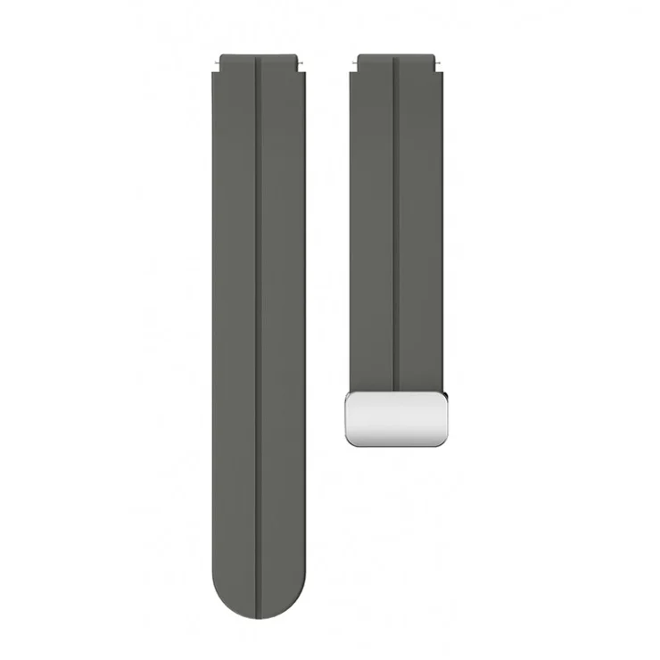 For Garmin Forerunner 265S / 255S / Venu 2S Watch Strap 18mm Silicone Watchband with Magnetic Folding Silver Buckle - Dark Grey