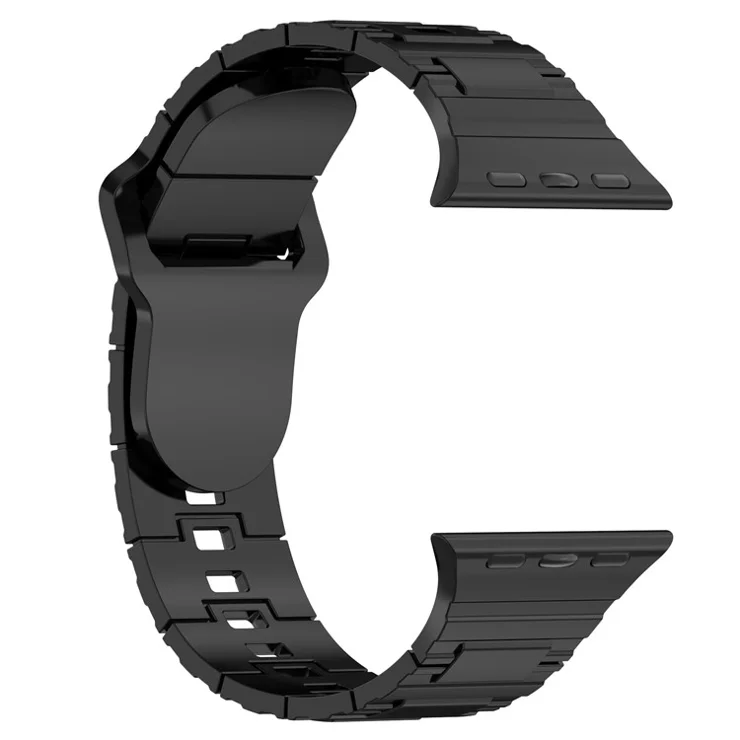 For Apple Watch Series 10 46mm / Ultra 2 Ultra 49mm / Series 9 8 7 45mm / 6 5 4 SE (2023) SE (2022) SE 44mm / 3 2 1 42mm Electroplating Silicone Watch Strap - Titanium Black