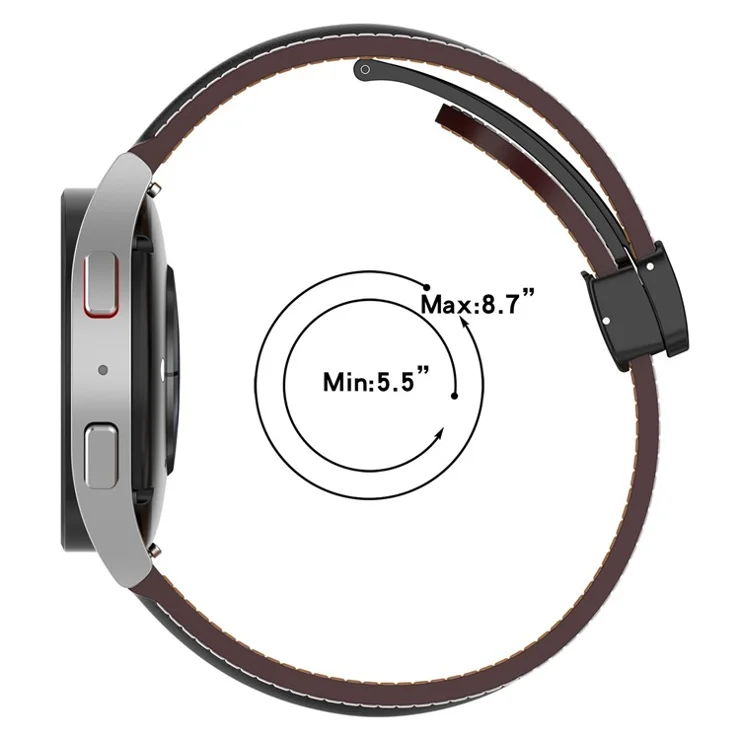 Watch Strap for Samsung Galaxy Watch3 45mm / Watch 46mm / Huawei Watch 4 , 22mm Genuine Cow Leather Band with Folding Buckle - Orange