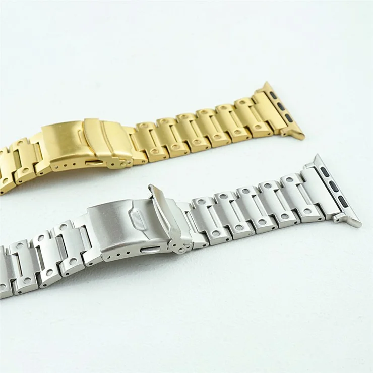 For Apple Watch Series 10 46mm / Ultra 2 Ultra 49mm / Series 9 8 7 45mm / 6 5 4 SE (2023) SE (2022) SE 44mm / 3 2 1 42mm Men Watch Strap Stainless Steel Dots Band - Silver
