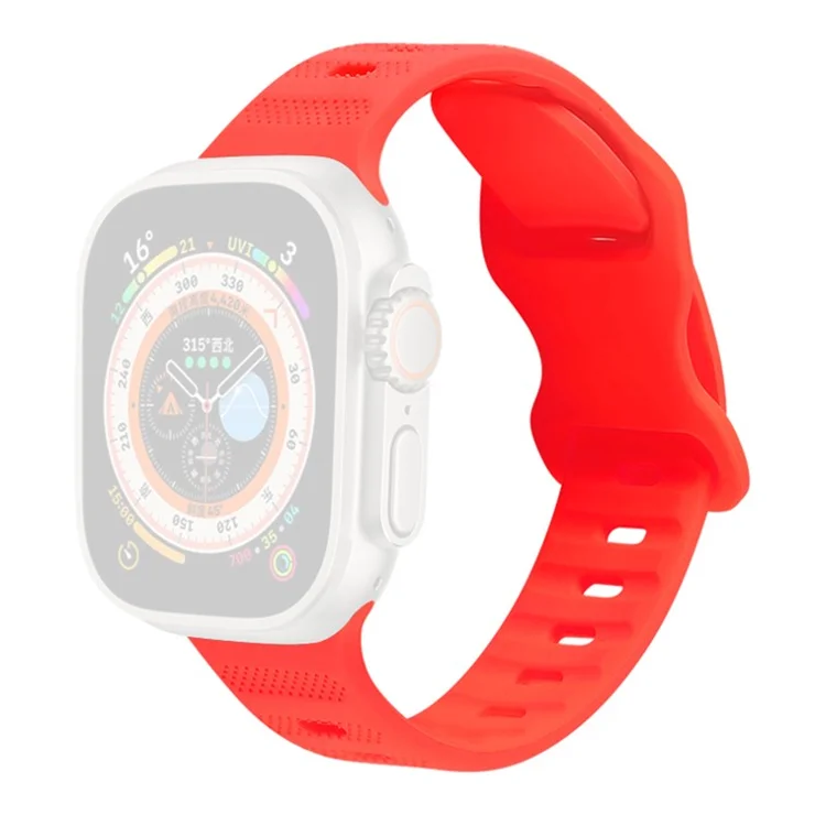 For Apple Watch Series 10 46mm / Ultra 2 Ultra 49mm / Series 9 8 7 45mm / 6 5 4 SE (2023) SE (2022) SE 44mm / 3 2 1 42mm Watch Band Silicone Wrist Strap with Butterfly Buckle - Red