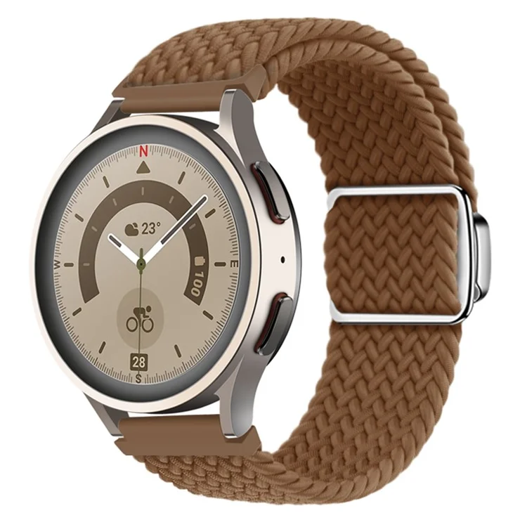 22mm Watch Band for Garmin Forerunner 265 / 255 / Vivoactive 4 / Venu 2 , Nylon Braided Strap with Magnetic Folding Buckle - Brown