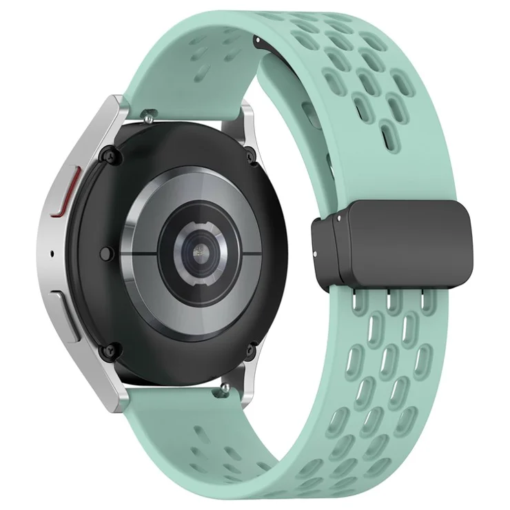20mm Silicone Strap for Samsung Galaxy Watch FE 40mm / Watch6 / Watch6 Classic / Watch 5 / Watch4 Black Folding Buckle Watch Band - Teal Green