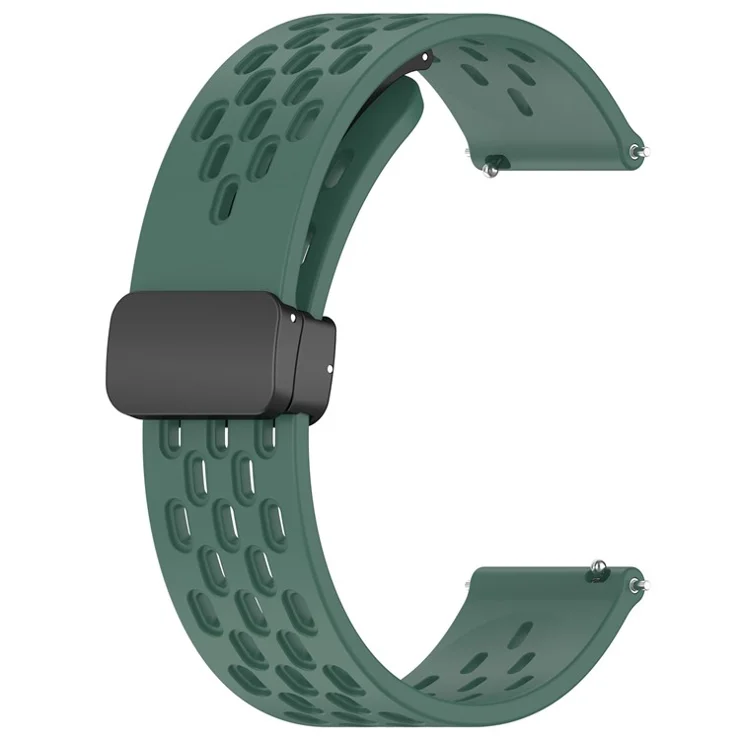Silicone Watch Band for Samsung Galaxy Watch3 45mm / Huawei Watch GT 5 Pro 46mm / GT 5 46mm / GT 5 Pro 46mm / GT 5 46mm / GT 4 46mm / GT 3 Pro 46mm 22mm Replacement Straps - Dark Green