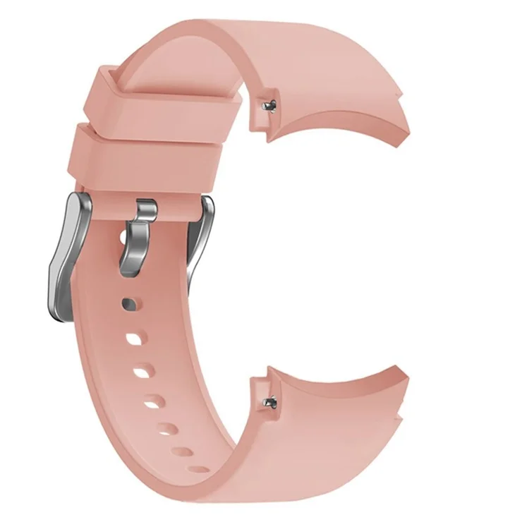 For Samsung Galaxy Watch FE 40mm / Watch6 40mm / 44mm / Watch6 Classic 43mm / 47mm Watch Band Silicone Strap with Silver Buckle - Pink