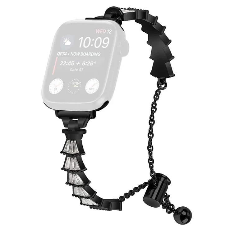 For Apple Watch Series 10 46mm / Ultra 2 Ultra 49mm / Series 9 8 7 45mm / 6 5 4 SE (2023) SE (2022) SE 44mm / 3 2 1 42mm Metal Band Watch Strap - Black