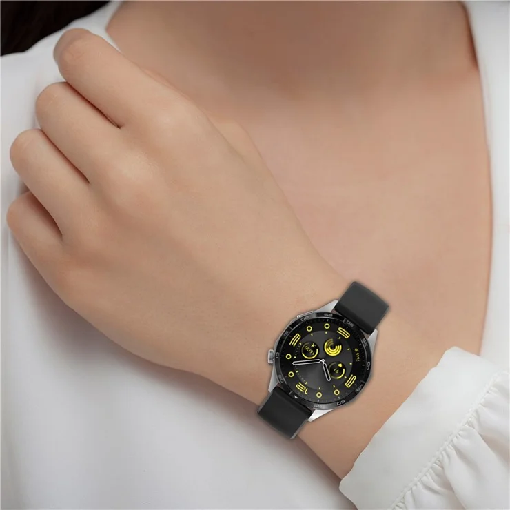 For Huawei Watch GT 5 Pro 42mm / GT 5 41mm / GT 4 41mm / Garmin Venu 3S 18mm Watch Strap Liquid Silicone Wrist Band with Steel Buckle - Dark Blue