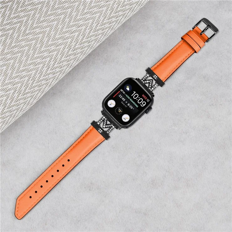 For Apple Watch Series 10 46mm / Ultra 2 Ultra 49mm / Series 9 8 7 45mm / 6 5 4 SE (2023) SE (2022) SE 44mm / 3 2 1 42mm Strap Watch Band with Black Buckle - Orange
