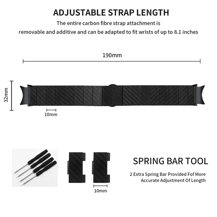 Watch Band for Samsung Galaxy Watch4 / Watch4 Classic / Watch4 Active / Watch 5 / Watch 5 Active Carbon Fiber Texture Strap with Connector