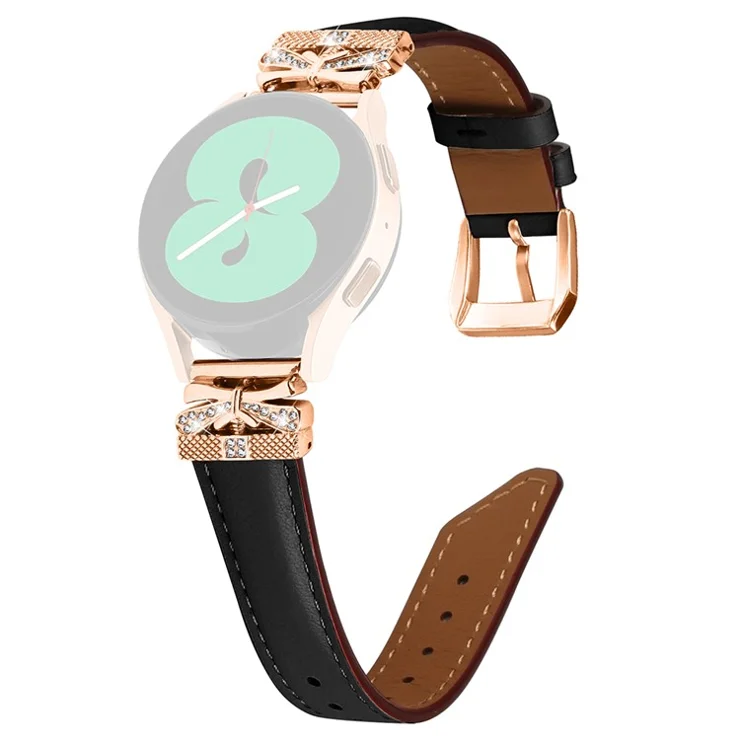 Rose Gold Buckle Strap for Samsung Galaxy Watch3 41mm / Galaxy Watch4 / Watch5 / Watch4 Classic / Watch4 / 5 Active 20mm Watch Band - Black