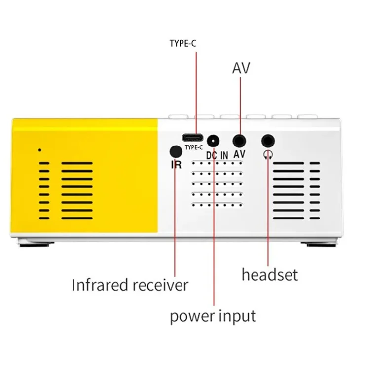 J9 480x360 HD 1080P Mini LED Projector Home Theater Portable Pocket Beamer Built-in Speaker, Basic Version - Yellow / US Plug