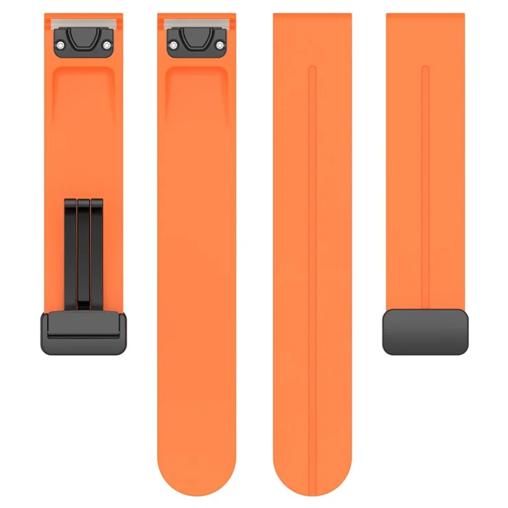 For Samsung Galaxy Watch 6 / 6 Classic / 5 / 4 / Huawei Watch GT 3 42mm Watch Strap Black Buckle 20mm Magnetic Silicone Band - Orange