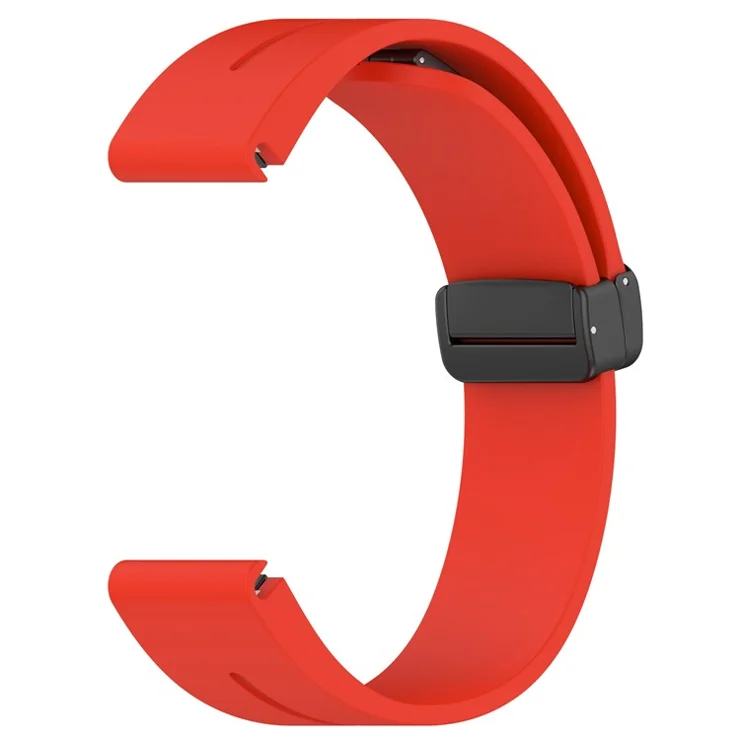 For Samsung Galaxy Watch 6 / 6 Classic / 5 / 4 / Huawei Watch GT 3 42mm Watch Strap Black Buckle 20mm Magnetic Silicone Band - Red