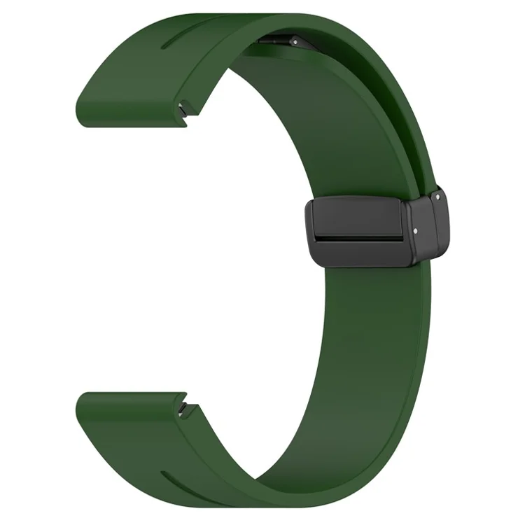 For Samsung Galaxy Watch 6 / 6 Classic / 5 / 4 / Huawei Watch GT 3 42mm Watch Strap Black Buckle 20mm Magnetic Silicone Band - Army Green