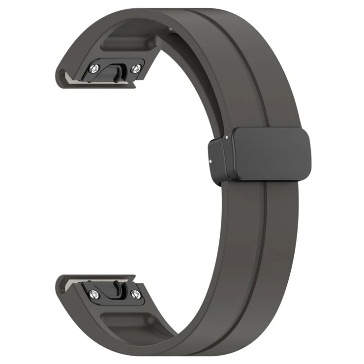 For Samsung Galaxy Watch 6 / 6 Classic / 5 / 4 / Huawei Watch GT 3 42mm Watch Strap Black Buckle 20mm Magnetic Silicone Band - Dark Grey