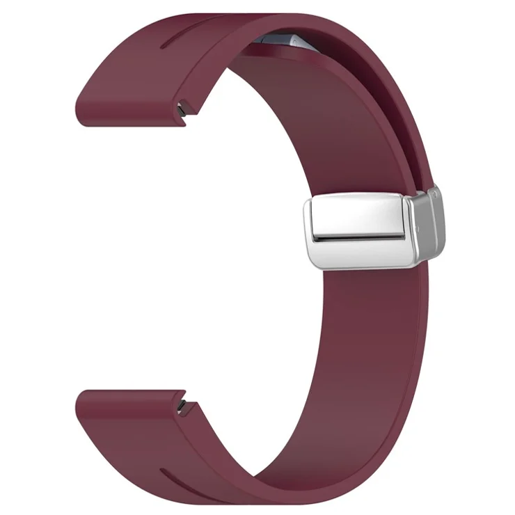 For Samsung Galaxy Watch 6 / 6 Classic / 5 / 4 / Huawei Watch GT 3 42mm Silicone Strap Magnetic Silver Buckle 20mm Watchband - Wine Red