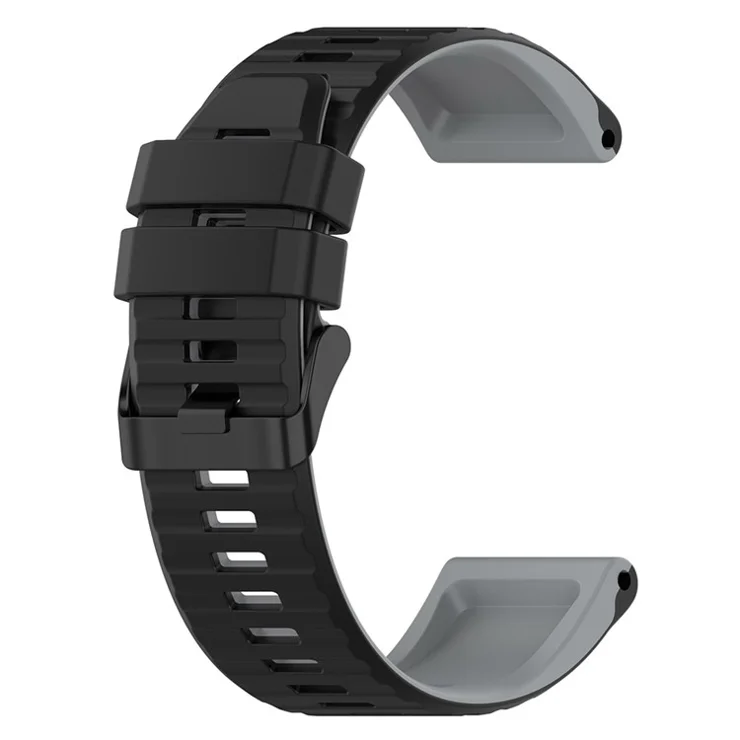For Garmin Fenix 7 Pro Silicone Watch Bands Dual-color Horizontal Stripes Wrist Strap - Black / Grey