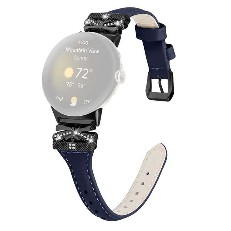 Black Buckle Watch Strap for Google Pixel Watch / Pixel Watch 2 Butterfly Connector Wrist Band - Dark Blue