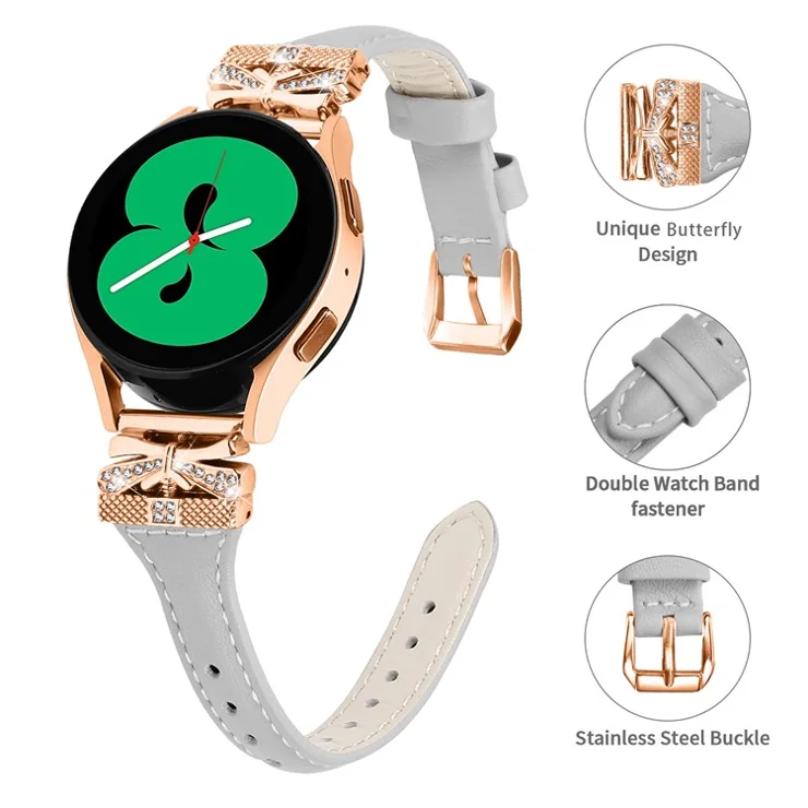 Rose Gold Buckle Band for Huami Amazfit Cheetah Pro 20mm Genuine Cowhide Leather Watch Strap - Grey