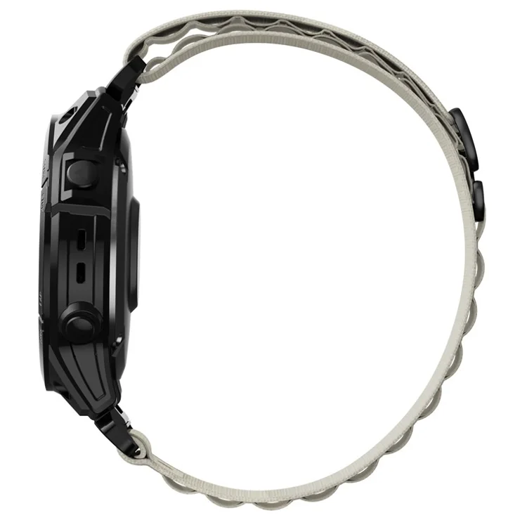 For Garmin Fenix 7X / 7X Solar / Tactix 7 Pro Nylon Watch Band Adjustable 26mm Quick Release Wrist Strap - White