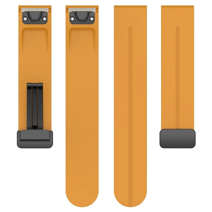 For Garmin Fenix 7X / 7X Solar / Tactix 7 Pro Silicone Watch Strap 26mm Folding Black Buckle Watchband - Dark Yellow