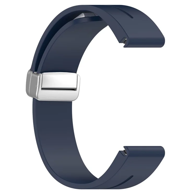 For Garmin Fenix 7X / 7X Solar / Tactix 7 Pro Silicone Watch Band 26mm Folding Silver Buckle Watch Strap - Midnight Blue