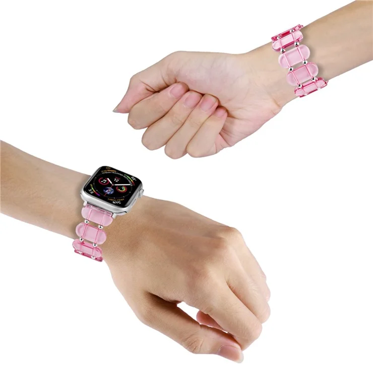 Watch Strap for Apple Watch Series 10 42mm / 9 8 7 41mm / SE (2023) SE (2022) SE 6 5 4 40mm / 3 2 1 38mm Elastic Resin Watch Band - Transparent Pink