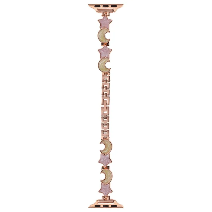 For Apple Watch Series 10 46mm / Ultra 2 Ultra 49mm / Series 9 8 7 45mm / 6 5 4 SE (2023) SE (2022) SE 44mm / 3 2 1 42mm Watch Band Zinc Alloy Strap - Rose Gold