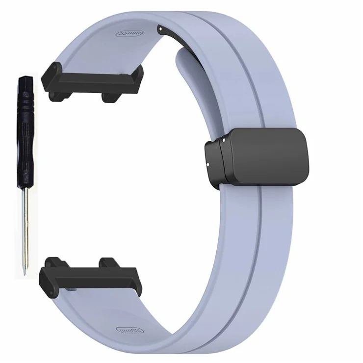For Huami Amazfit T-Rex 2 Silicone Watch Band Magnetic Folding Buckle Wrist Strap - Lavender Grey