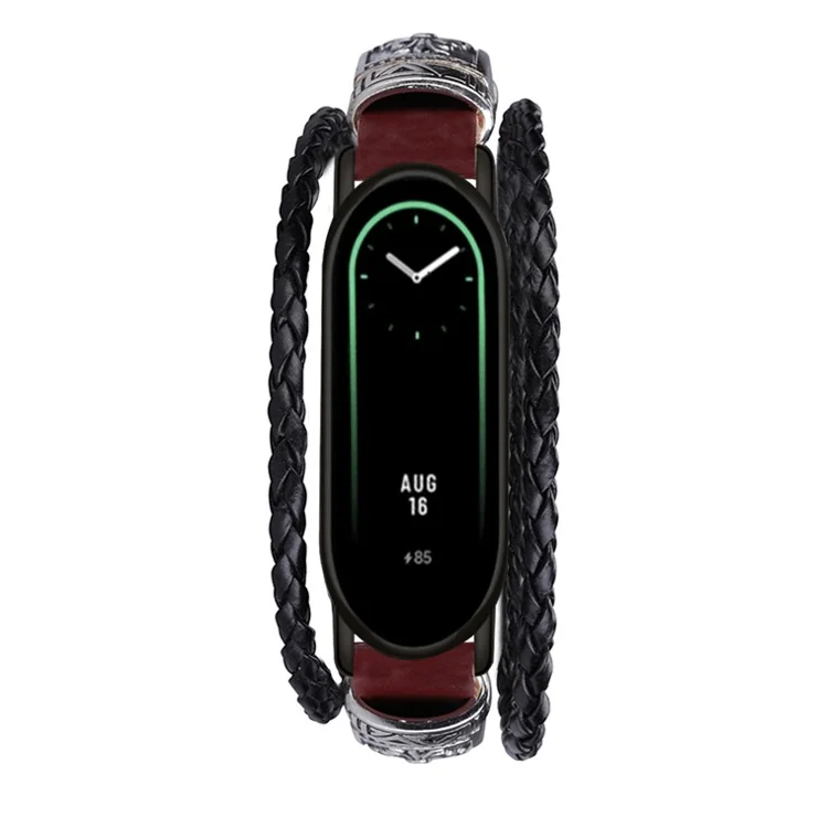 For Xiaomi Smart Band 9 NFC / 9 / 8 NFC / 8 Bands Retro DIY Watch Bracelet with Connector - Brown