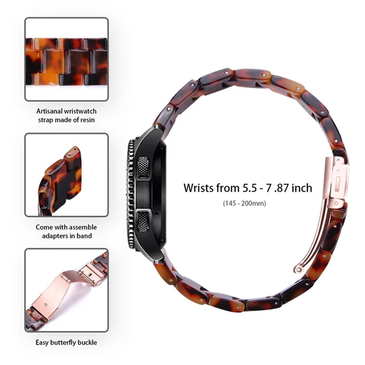 For Huawei Watch 4 Pro / Watch GT 3 / 2 46mm Replacement Watch Band Waterproof 22mm Resin Watch Strap - Tortoiseshell Color
