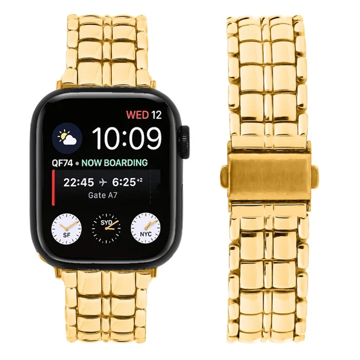 Watch Strap for Apple Watch Series 10 42mm / 9 8 7 41mm / SE (2023) SE (2022) SE 6 5 4 40mm / 3 2 1 38mm Metal Wrist Strap - Gold