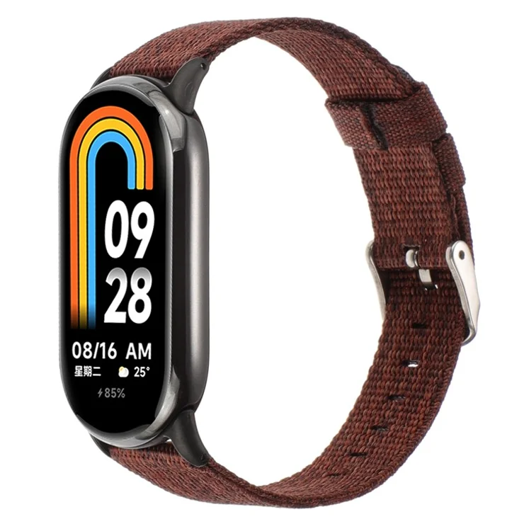 For Xiaomi Smart Band 9 NFC / 9 / 8 NFC / 8 Nylon Watch Strap Adjustable Wrist Band Replacement - Dark Brown