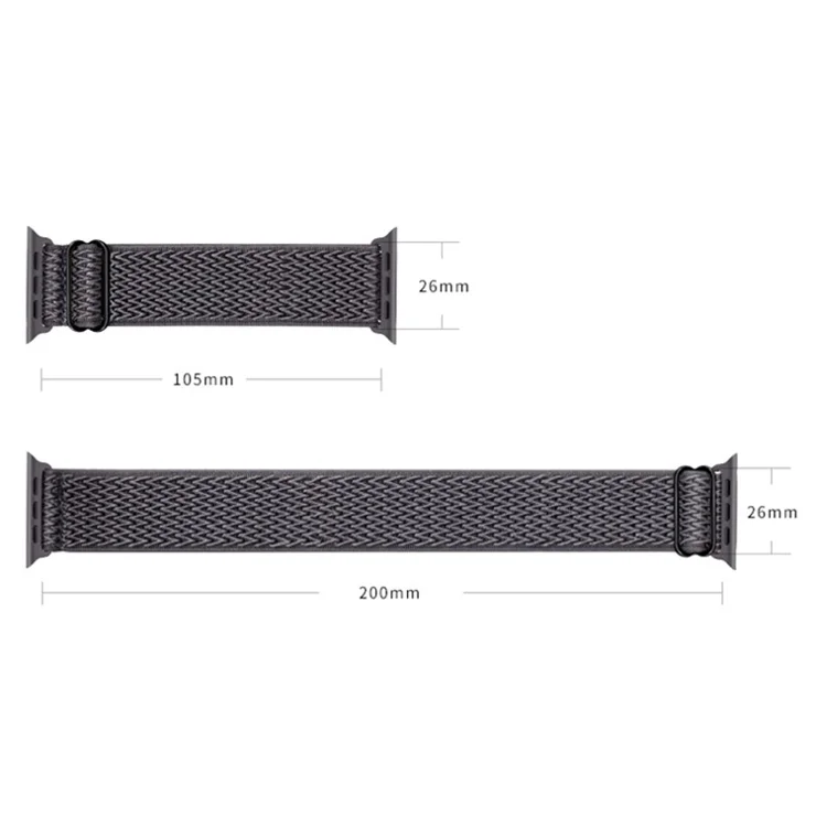 Watch Strap for Apple Watch Series 10 42mm / 9 8 7 41mm / SE (2023) SE (2022) SE 6 5 4 40mm / 3 2 1 38mm Wave Design Nylon Wrist Band - Light Grey
