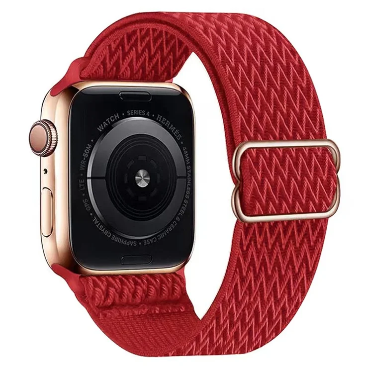 For Apple Watch Series 10 46mm / Ultra 2 Ultra 49mm / Series 9 8 7 45mm / 6 5 4 SE (2023) SE (2022) SE 44mm / 3 2 1 42mm Watch Band Elastic Nylon Strap - Red