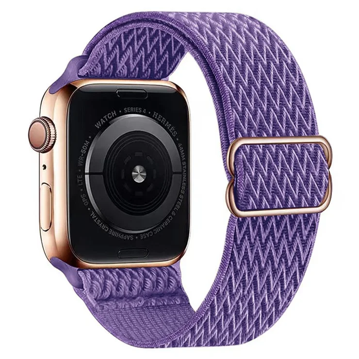 For Apple Watch Series 10 46mm / Ultra 2 Ultra 49mm / Series 9 8 7 45mm / 6 5 4 SE (2023) SE (2022) SE 44mm / 3 2 1 42mm Watch Band Elastic Nylon Strap - Blue Purple