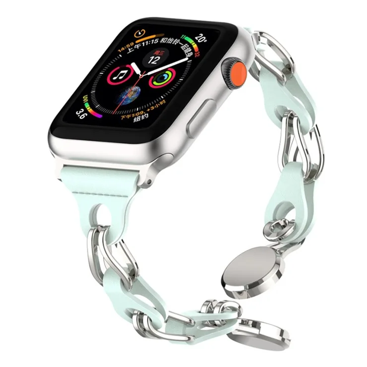 Watch Strap for Apple Watch Series 10 42mm / 9 8 7 41mm / SE (2023) SE (2022) SE 6 5 4 40mm / 3 2 1 38mm Magnetic Chain Wrist Band - Baby Blue