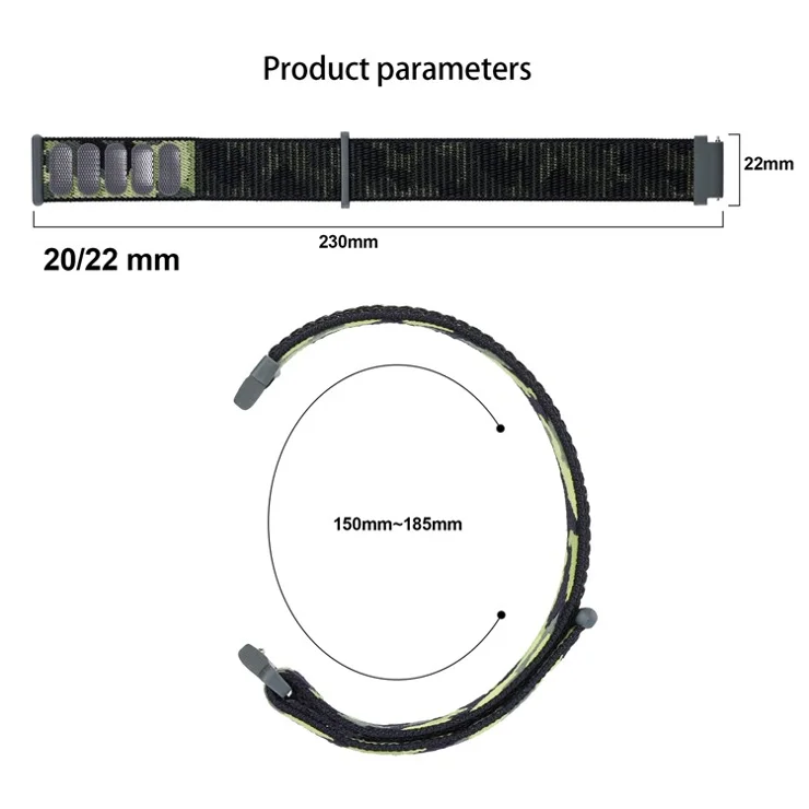 For Samsung Galaxy Watch3 45mm / Garmin Venu 3 Watch Band 22mm Nylon Loop Camouflage Strap - Purple Camo