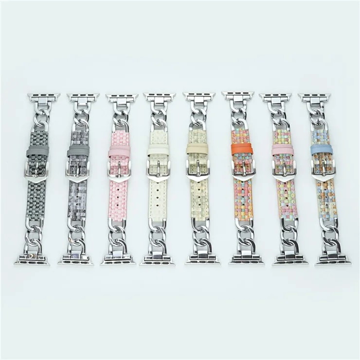 For Apple Watch 10 46mm / Ultra 2 / Ultra 49mm / 9 8 7 45mm / SE (2023) SE (2022) SE 6 5 4 44mm / 3 2 1 42mm Watch Strap PVC Leather Wristband - Orange