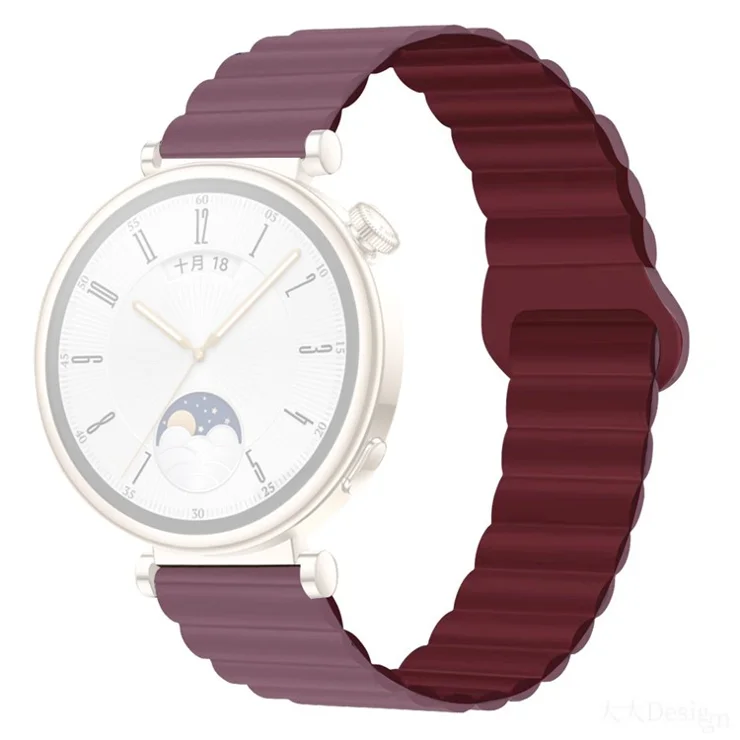 For Garmin Forerunner 265S / 255S / Venu 2S Silicone Watch Band 18mm Magnetic Wrist Strap - Smoke Purple / Wine Red