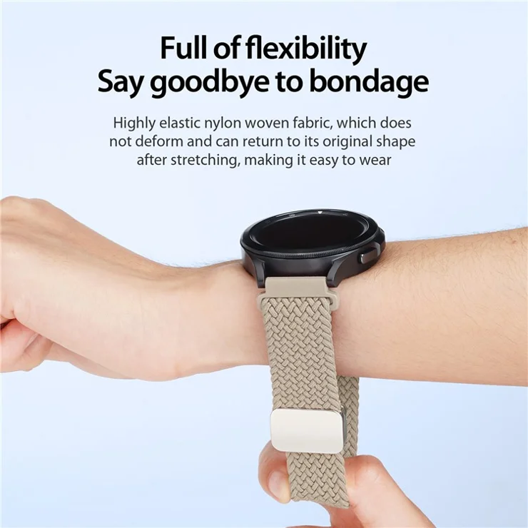 DUX DUCIS Mixture Pro Series Nylon Woven Strap for Samsung Galaxy Watch6 / Watch5 / Huawei Watch GT3 Magnetic Buckle 20mm Watchband - Beige