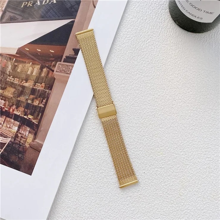 For Samsung Galaxy Watch6 / Garmin Venu Sq 2 Watch Band 20mm Stainless Steel Strap - Gold