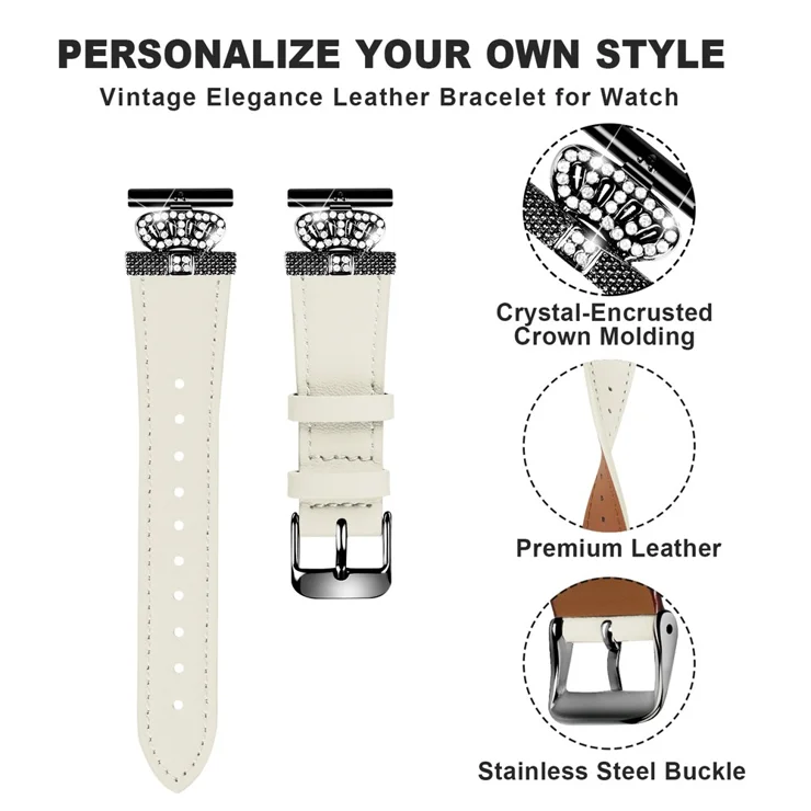 For Garmin Forerunner 245 245 Music Cowhide Band Crown