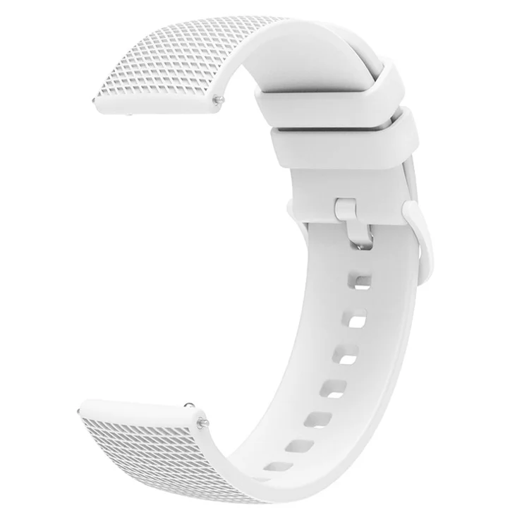 For Samsung Gear S3 / Huami Amazfit Pace Silicone Watch Band Plaid Pattern 22mm Straps - White
