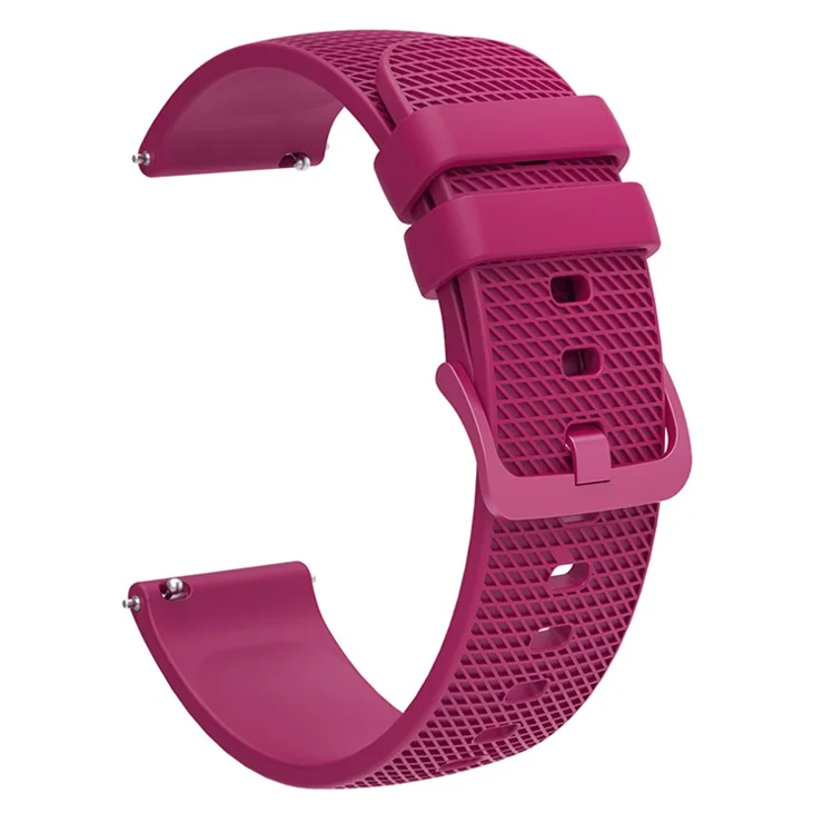 For Samsung Gear S3 / Huami Amazfit Pace Silicone Watch Band Plaid Pattern 22mm Straps - Fuchsia