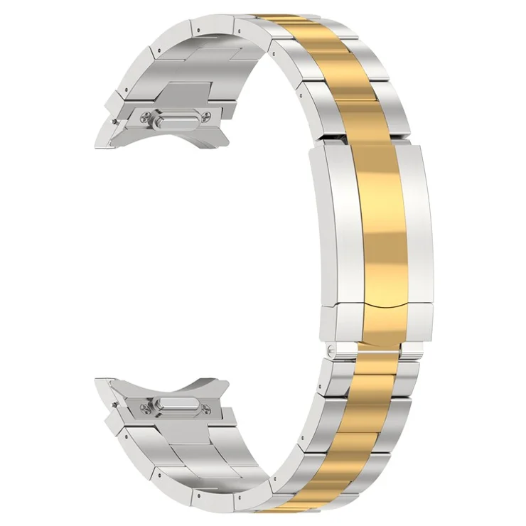 For Samsung Galaxy Watch FE 40mm / Watch6 / Watch6 Classic / Watch 5 Stainless Steel Watch Strap Quick Release Watchband - Silver+Gold