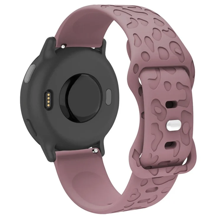 For Garmin Venu 2 Plus / vivoactive 5 Armband 20mm Silicone Watch Band Leopard Texture Strap - Smoke Purple