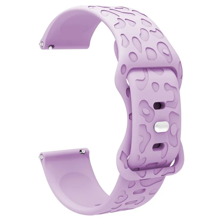 For Huawei Watch GT 4 41mm / Garmin Venu 3S 18mm Watch Band Leopard Texture Silicone Wrist Strap - Lavender Purple