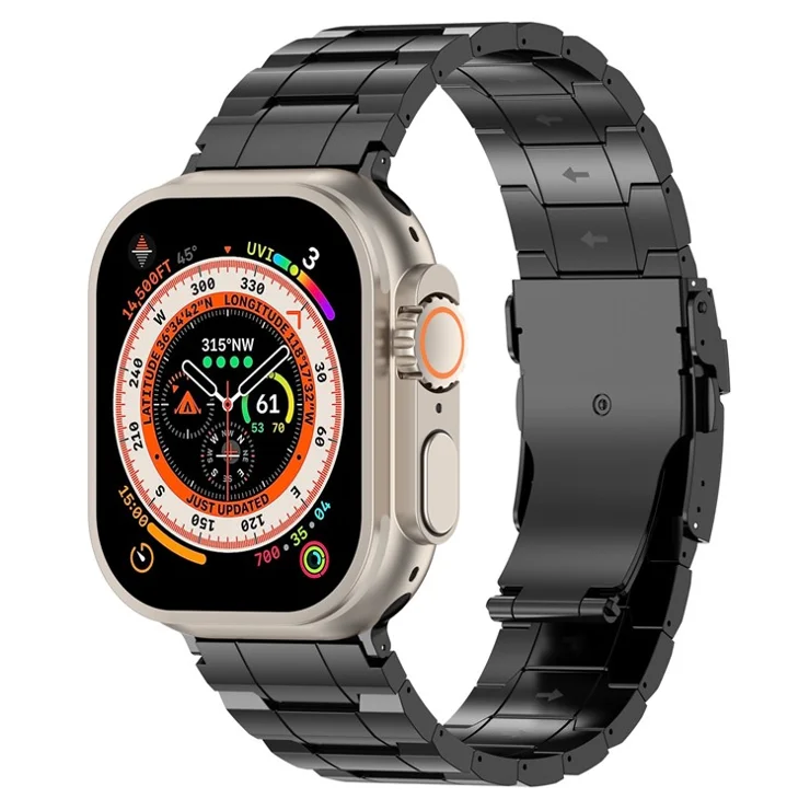 For Apple Watch Series 10 42mm / 9 8 7 41mm / SE (2023) SE (2022) SE 6 5 4 40mm / 3 2 1 38mm Titanium Steel Bracelet Straps - Black