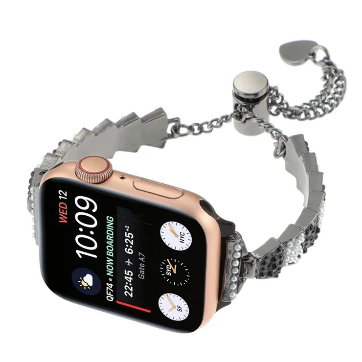 Strap for Apple Watch Series 10 42mm / 9 8 7 41mm / SE (2023) SE (2022) SE 6 5 4 40mm / 3 2 1 38mm Metal Watch Band - Black
